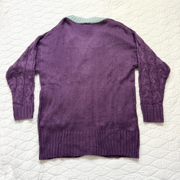 LuLaRoe Lucille Cable Knit Oversized Cardigan M Sweater Preppy Academia Cozy NEW - Picture 2 of 12